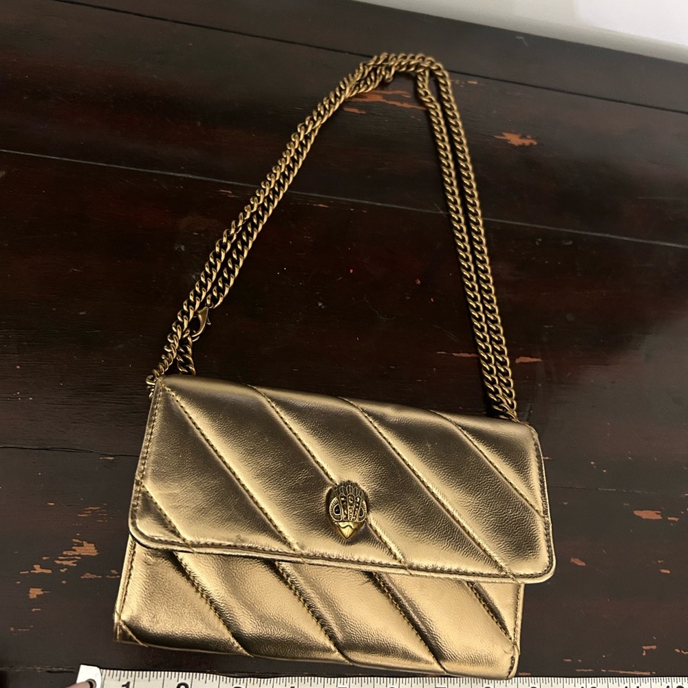 Kurt Geiger Gold Quilted Clutch with Chain
